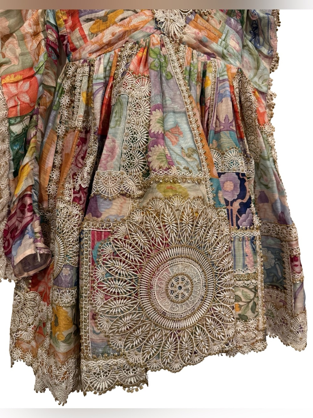 Zimmermann Cosmic Zodiac Doily Mini Dress 0 Floral Tile US 4 Linen Silk Runway - Picture 14 of 16
